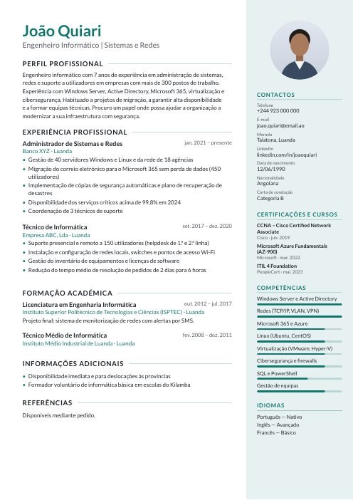 Modelo de CV Lateral clara