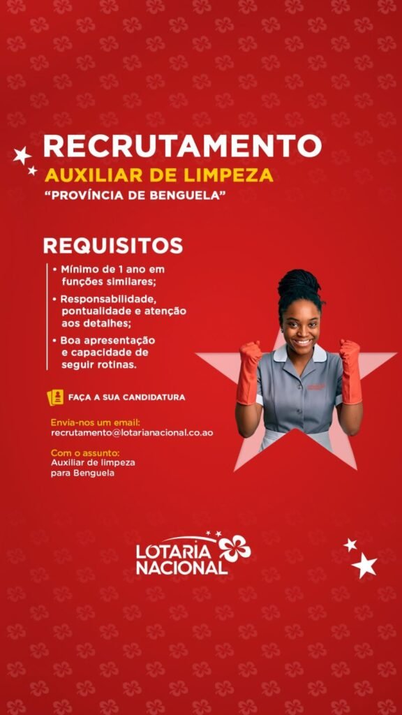 vaga para auxiliar de limpeza