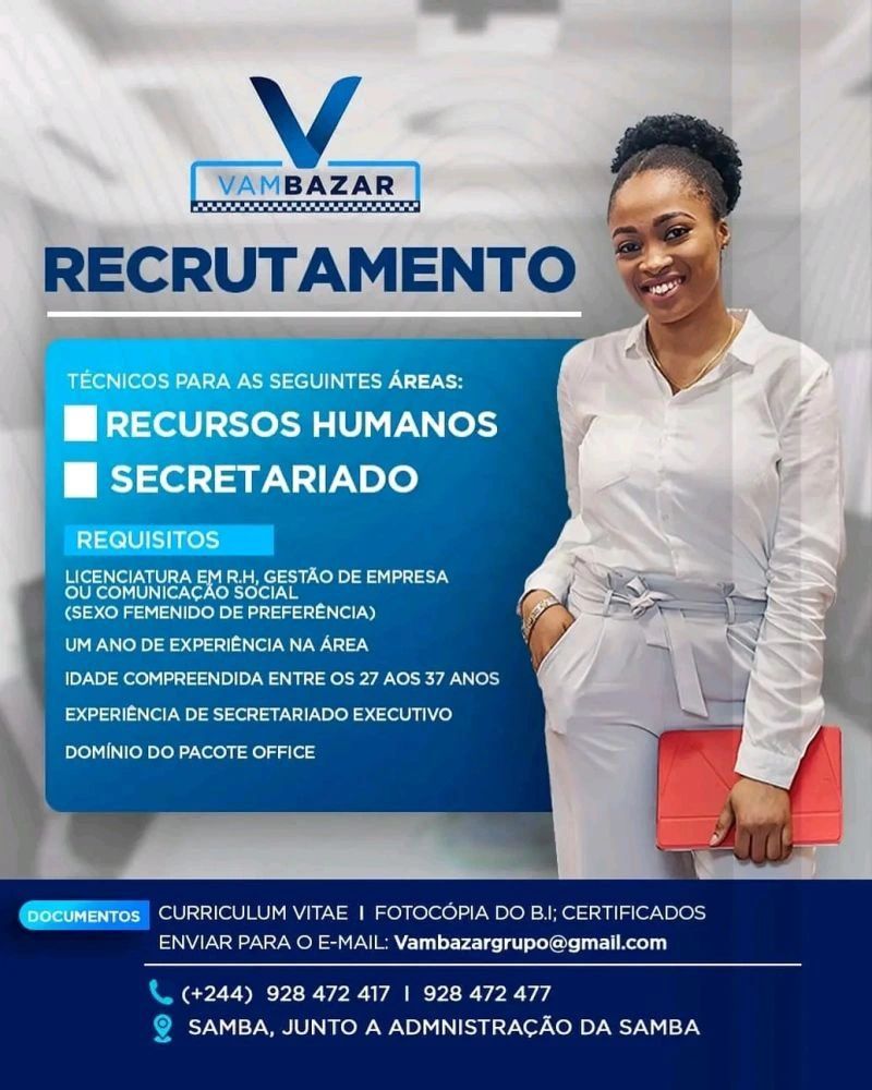 Vaga para Técnica(o) de Recursos Humanos e Secretária Executiva