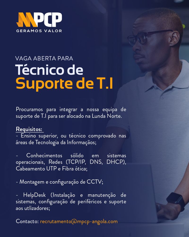 Vaga para Técnico de Suporte de T.I
